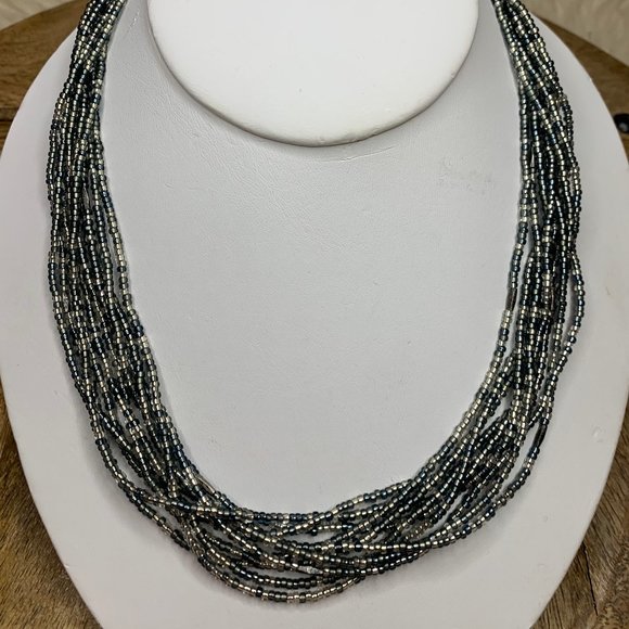 Silpada Jewelry - Silpada 10 Strand Blue/Silver Bead Necklace N2115
